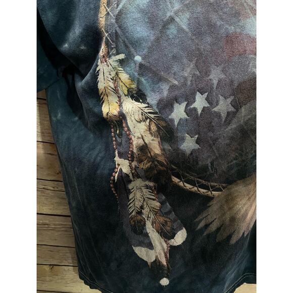 The Mountain Dream Catcher Blue Tshirt XL Bald Eagle USA Flag - Picture 9 of 9